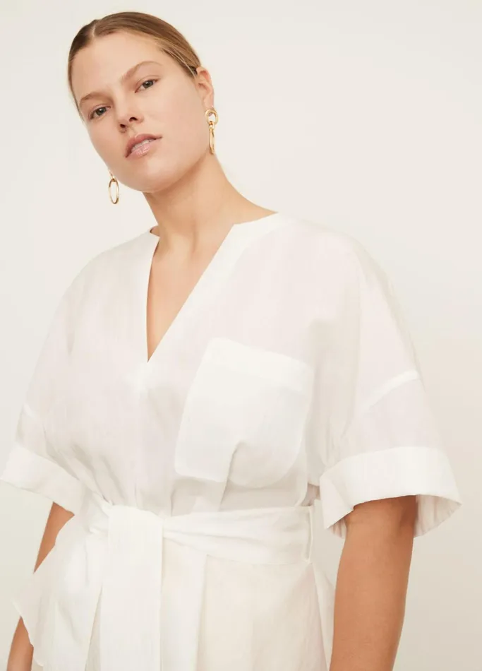 Vince Shirts and Tops Women Cuffed Short Sleeve VNeck Blouse Off White