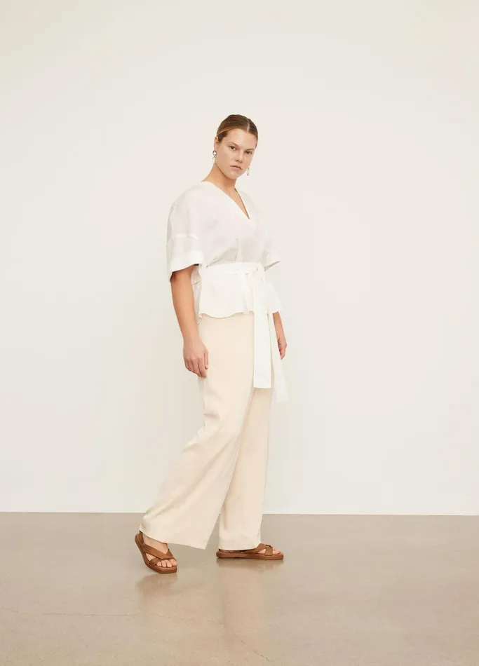 Vince Shirts and Tops Women Cuffed Short Sleeve VNeck Blouse Off White