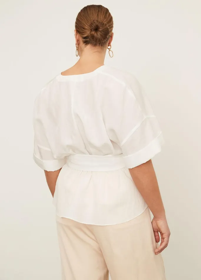 Vince Shirts and Tops Women Cuffed Short Sleeve VNeck Blouse Off White