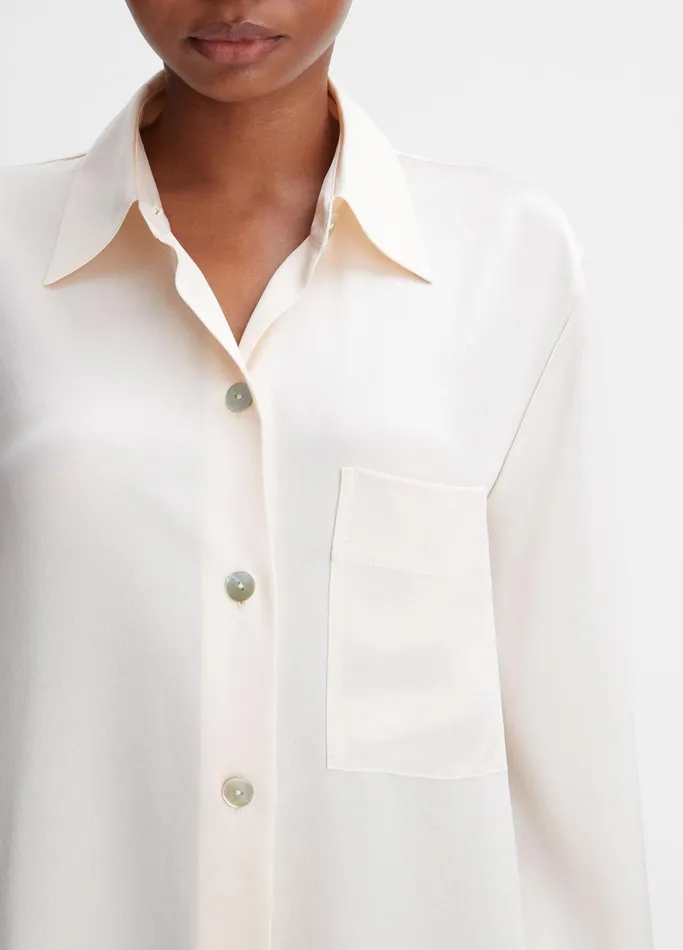 Vince Shirts and Tops Women Silk Relaxed ChestPocket Blouse Chiffon