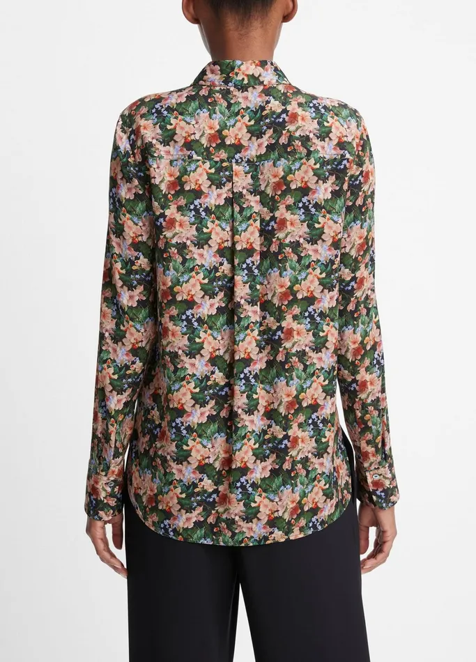 Vince Shirts and Tops Women Wild Primrose StretchSilk SlimFit Blouse Black