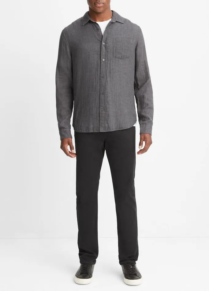 Vince Shirts Men Double Face Long Sleeve Heather Black
