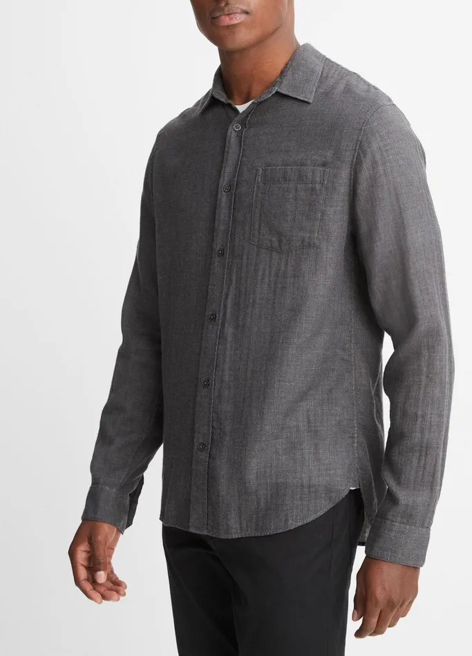 Vince Shirts Men Double Face Long Sleeve Heather Black