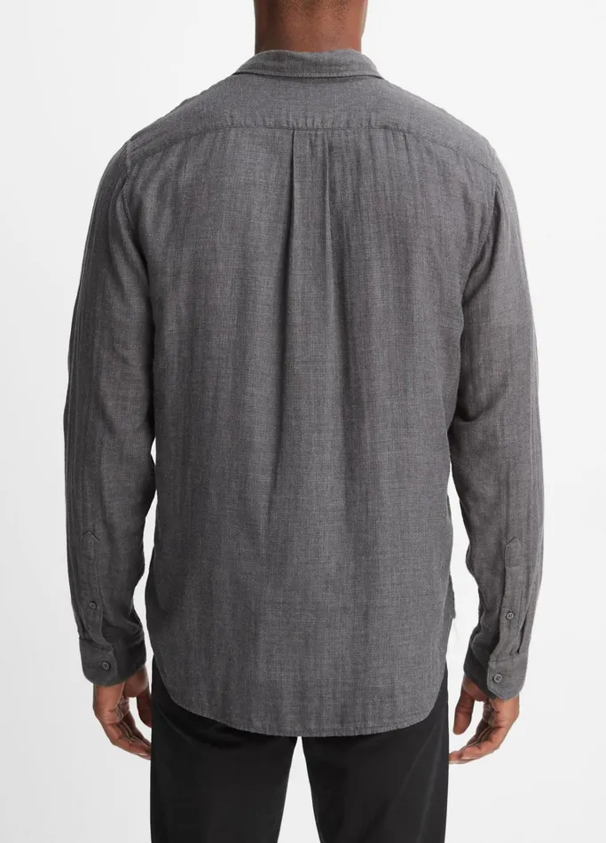 Vince Shirts Men Double Face Long Sleeve Heather Black