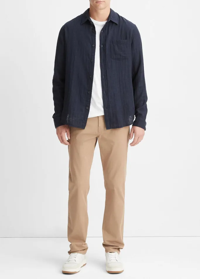 Vince Shirts Men Double Face Long Sleeve Heather Coastal