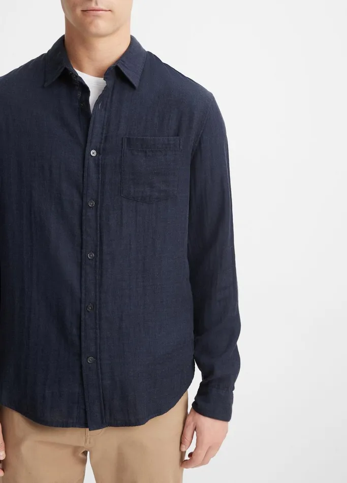 Vince Shirts Men Double Face Long Sleeve Heather Coastal