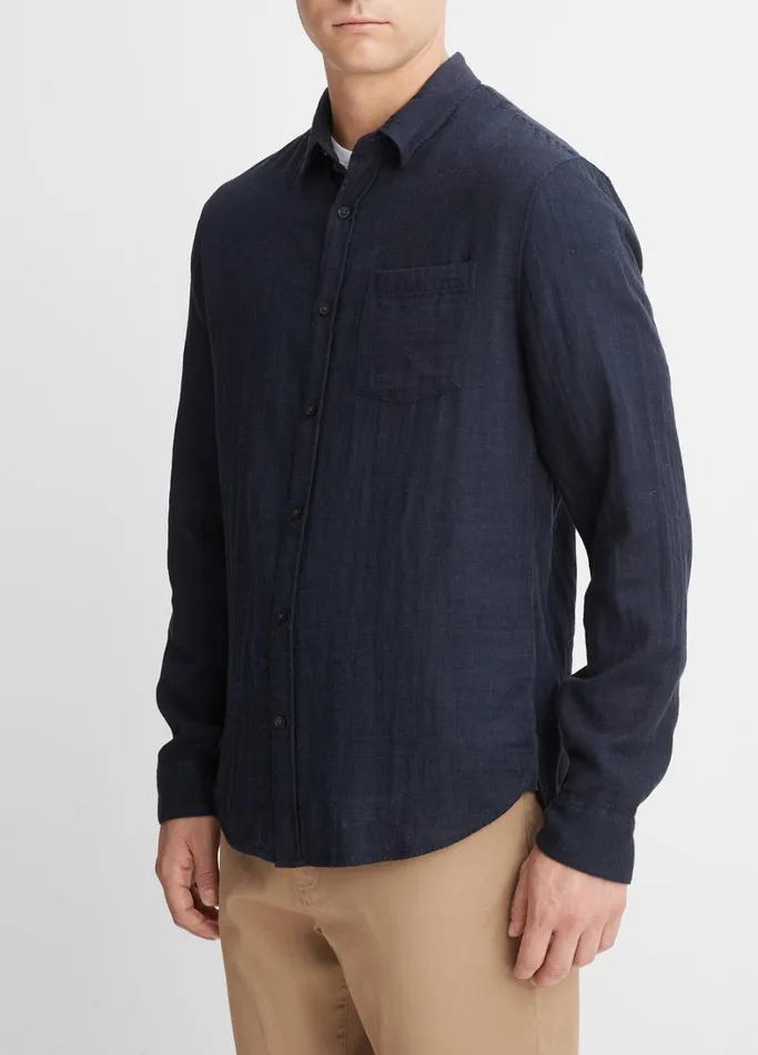 Vince Shirts Men Double Face Long Sleeve Heather Coastal