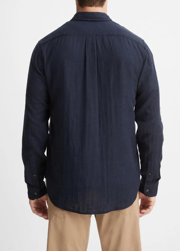 Vince Shirts Men Double Face Long Sleeve Heather Coastal