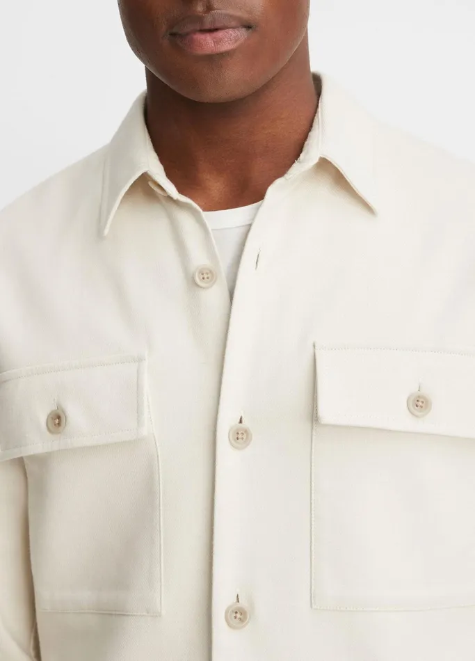 Vince Shirts Men DoubleFace Workwear Shirt Bonelight Taupe