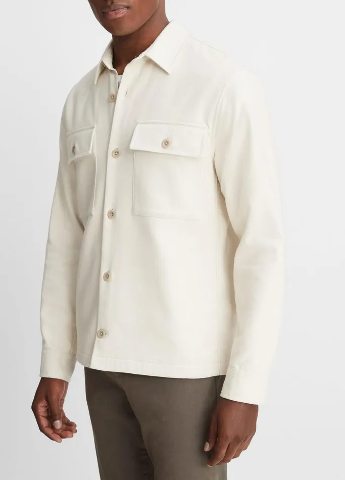 Vince Shirts Men DoubleFace Workwear Shirt Bonelight Taupe