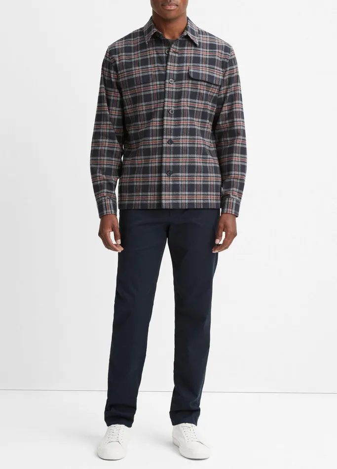 Vince Shirts Men Kingston Plaid Shirt Coastal Bluebrickman Red