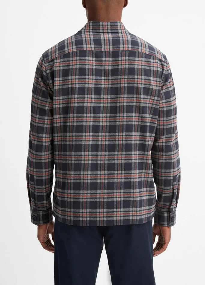 Vince Shirts Men Kingston Plaid Shirt Coastal Bluebrickman Red