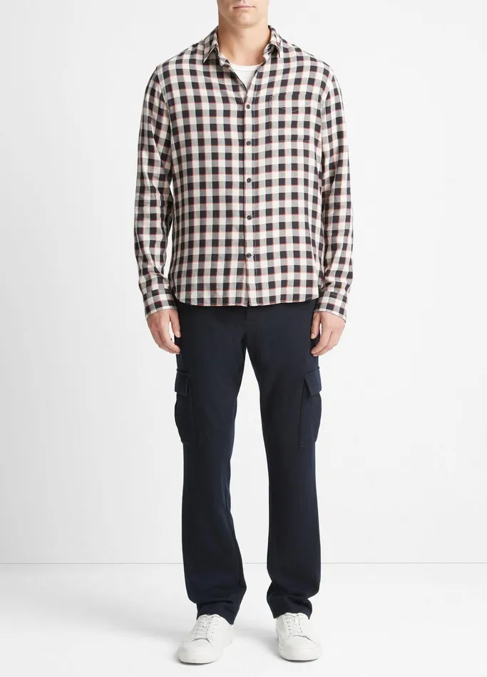 Vince Shirts Men Ojai Plaid Shirt Stone Beachcoastal Blue