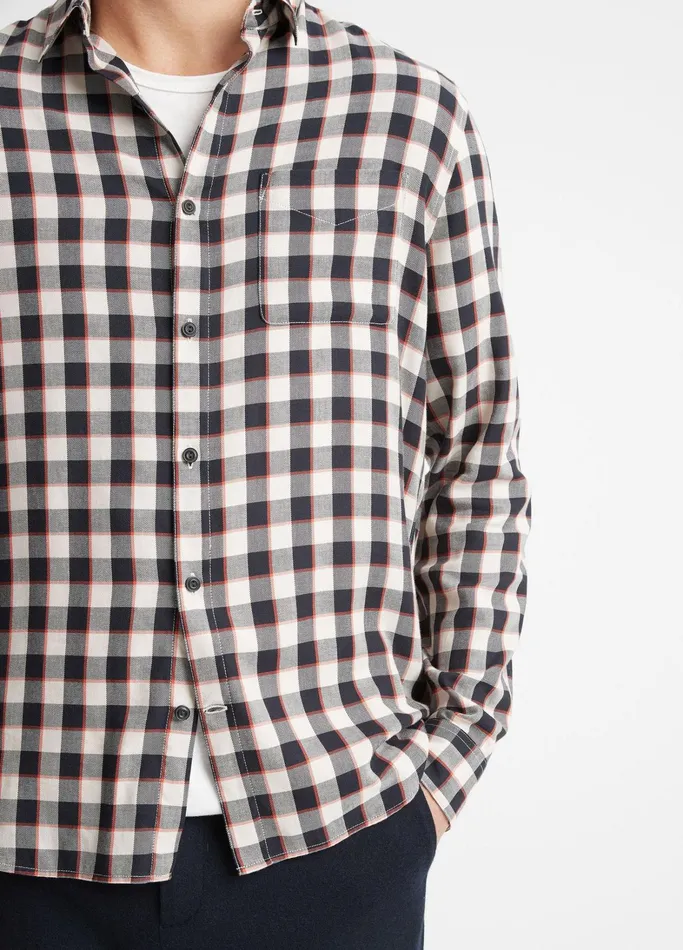 Vince Shirts Men Ojai Plaid Shirt Stone Beachcoastal Blue