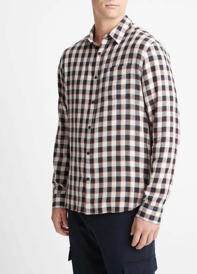 Vince Shirts Men Ojai Plaid Shirt Stone Beachcoastal Blue