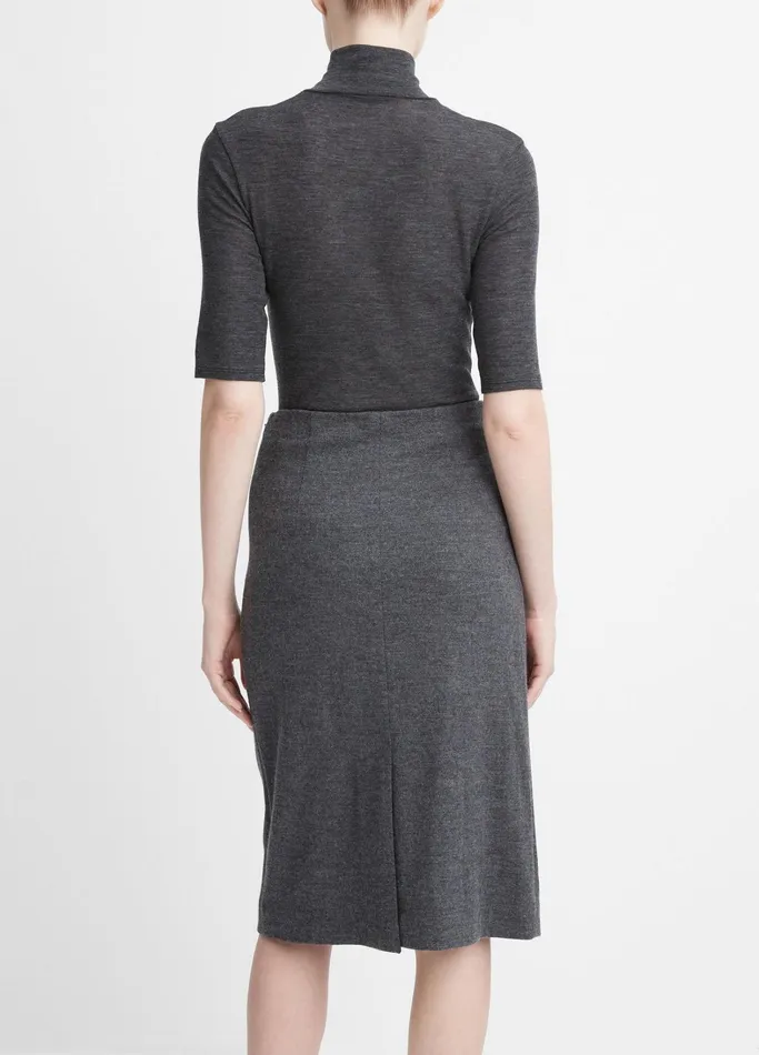 Vince Skirts Women Cozy Wool Fitted Slip Skirt Heather Charcoal