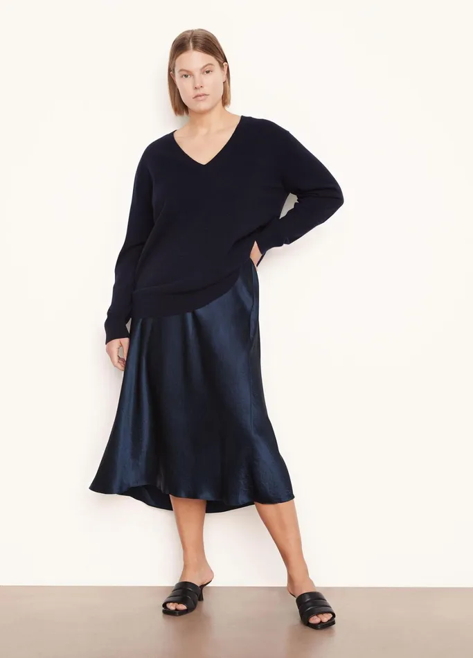 Vince Skirts Women Satin Slip Skirt Coastal Blue