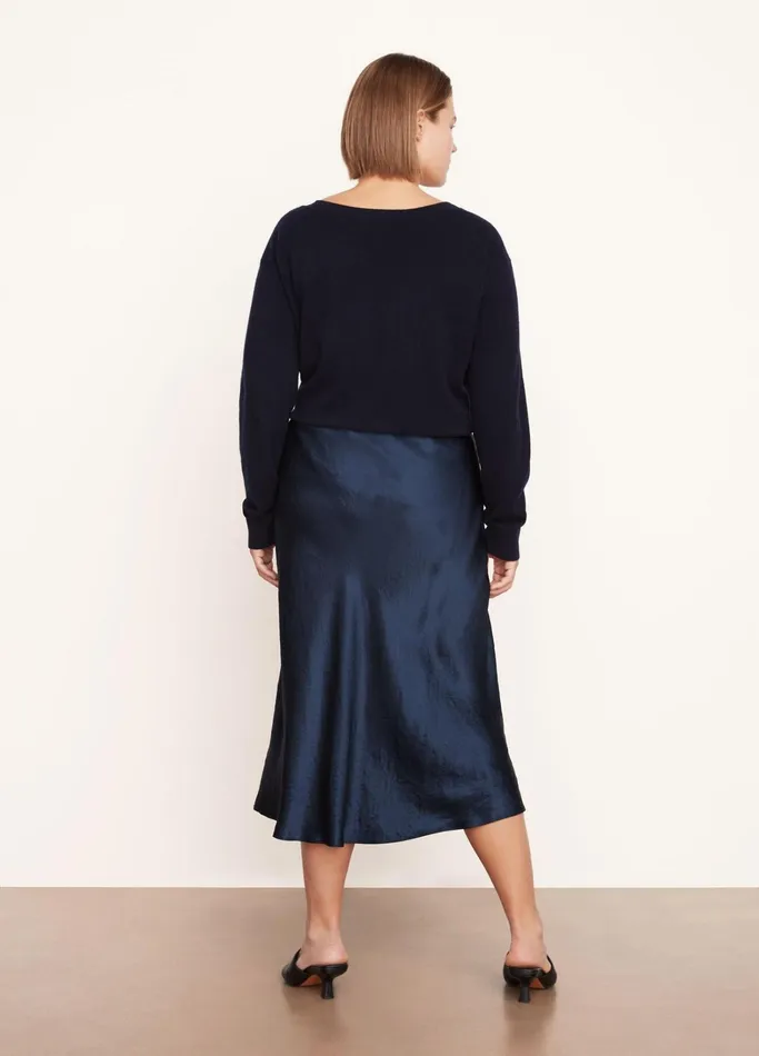 Vince Skirts Women Satin Slip Skirt Coastal Blue