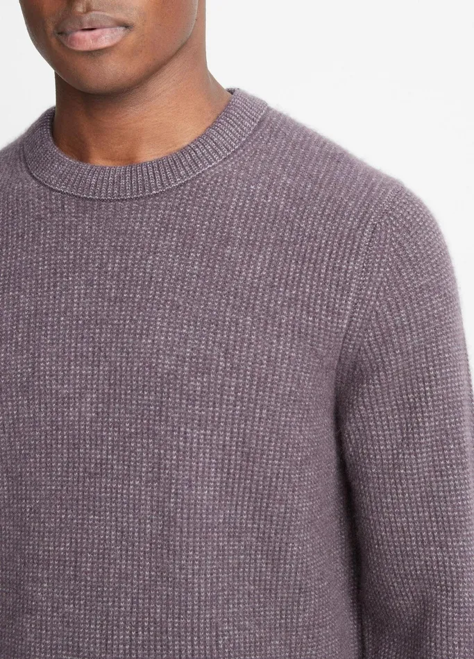 Vince Sweaters Men Plush Cashmere Thermal Sweater Dark Purple Plum Combo