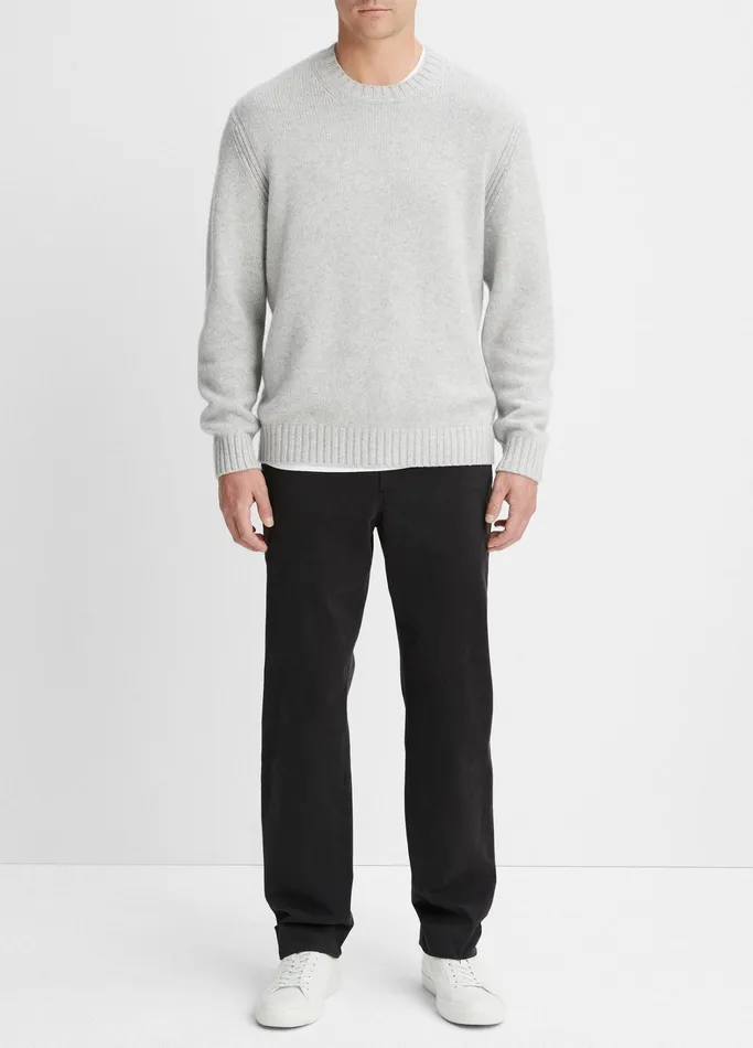 Vince Sweaters Men WoolCashmere Relaxed Crew Neck Sweater Light Heather Grey