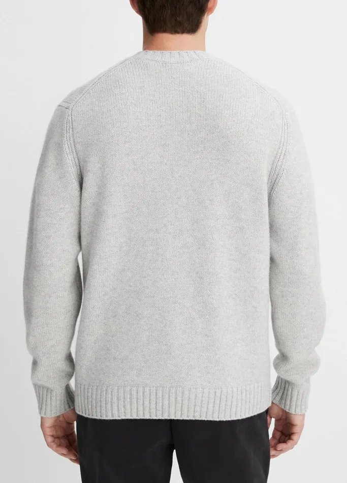Vince Sweaters Men WoolCashmere Relaxed Crew Neck Sweater Light Heather Grey