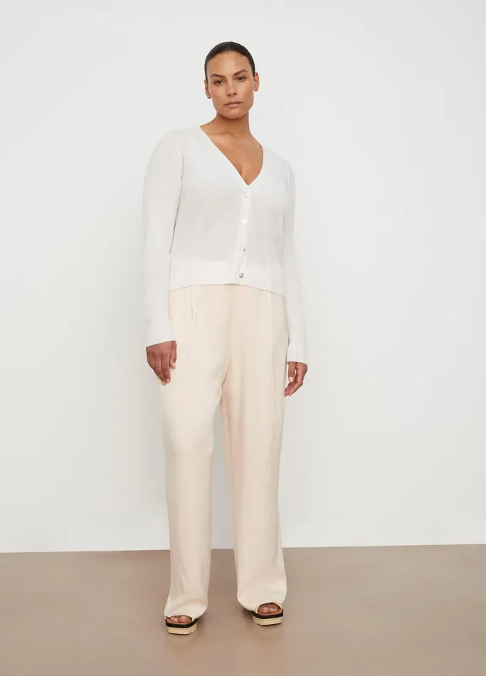 Vince Sweaters Women Cashmere Ribbed Raglan Cardigan Off White