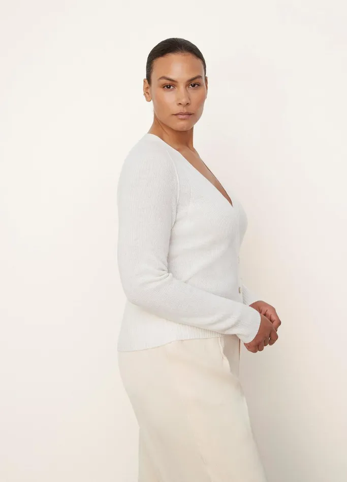 Vince Sweaters Women Cashmere Ribbed Raglan Cardigan Off White