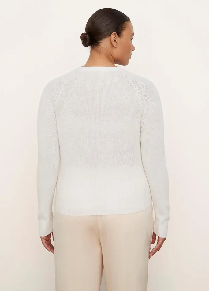 Vince Sweaters Women Cashmere Ribbed Raglan Cardigan Off White