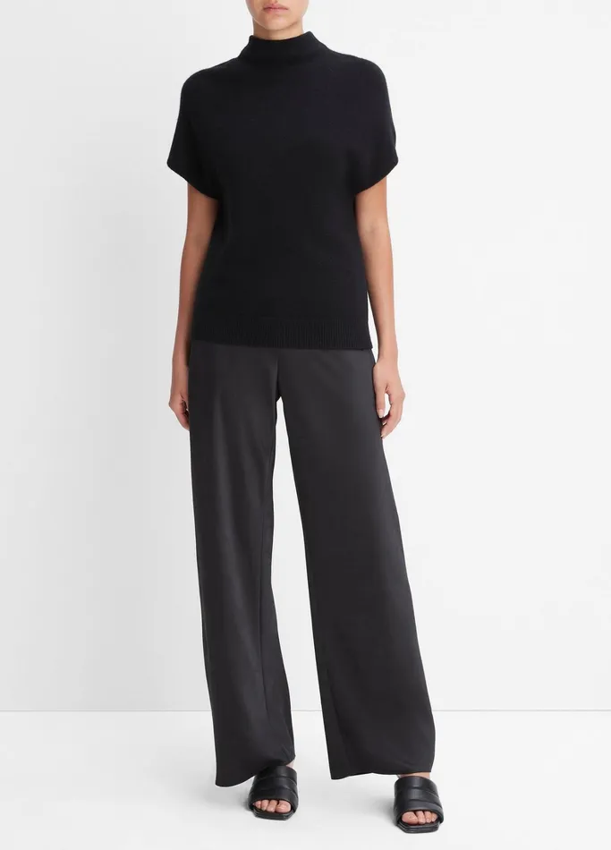 Vince Sweaters Women WoolCashmere Mock Neck Popover Black