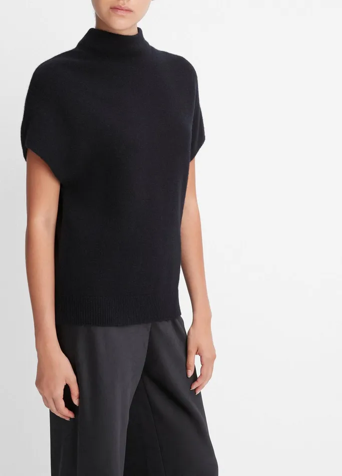 Vince Sweaters Women WoolCashmere Mock Neck Popover Black