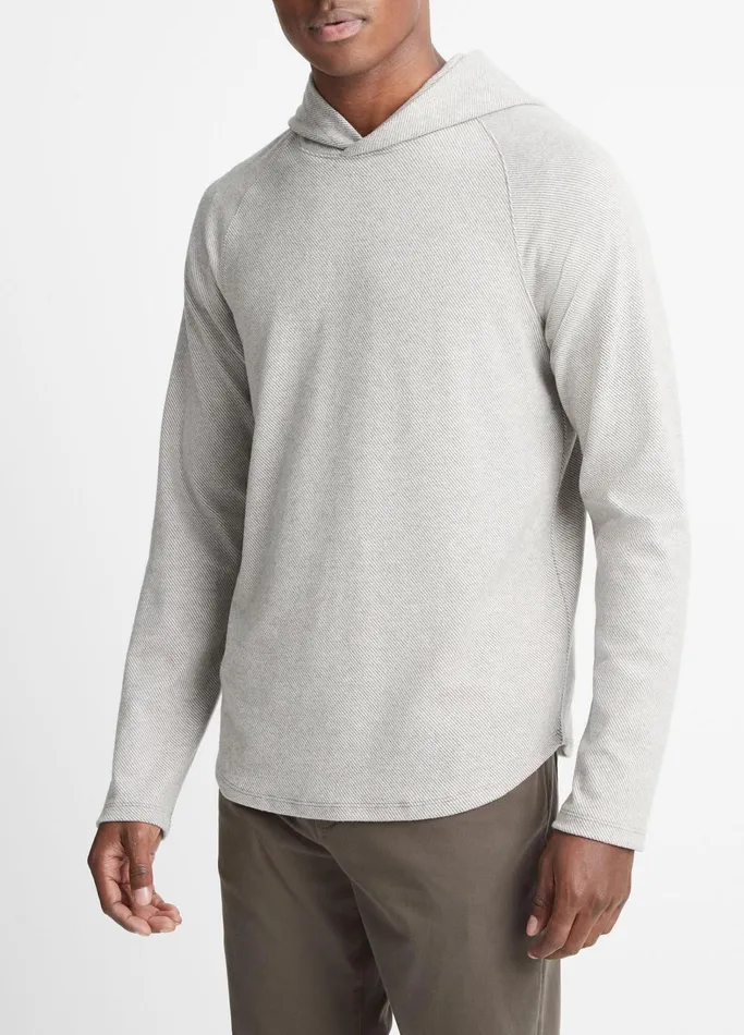 Vince Sweatshirts and Hoodies Men Broken Twill Pullover Hoodie Heather Greyoff White