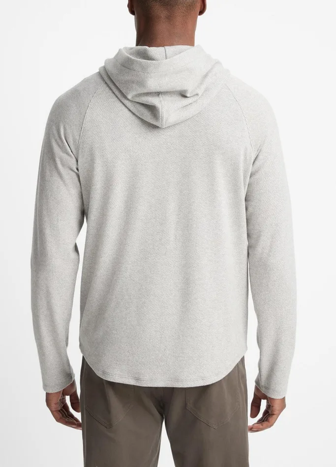 Vince Sweatshirts and Hoodies Men Broken Twill Pullover Hoodie Heather Greyoff White
