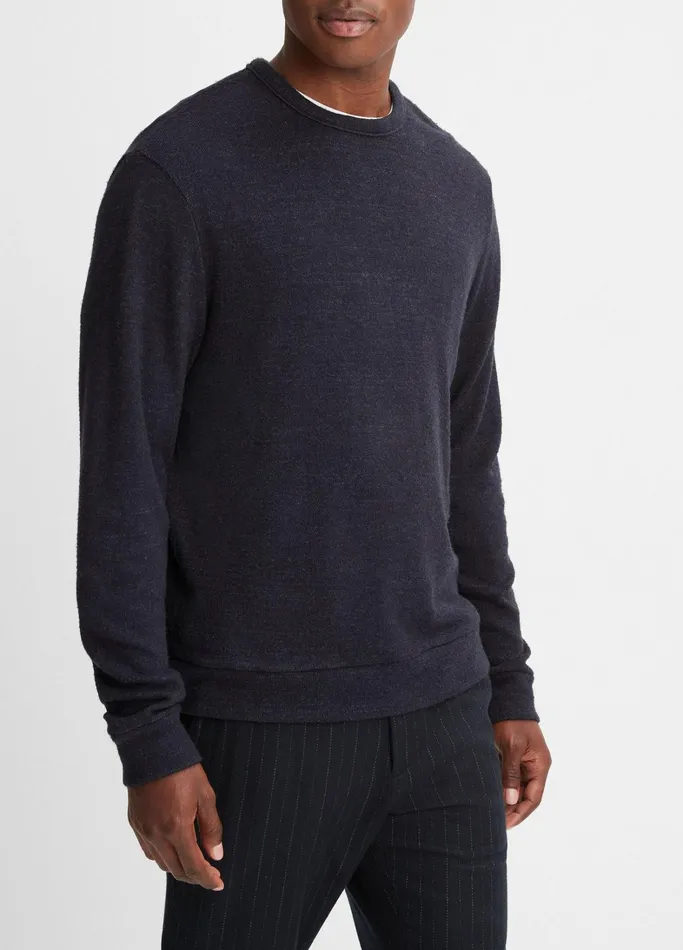 Vince TShirts and Polos Men Drapey LongSleeve Crew Neck Pullover Heather Coastal Blue
