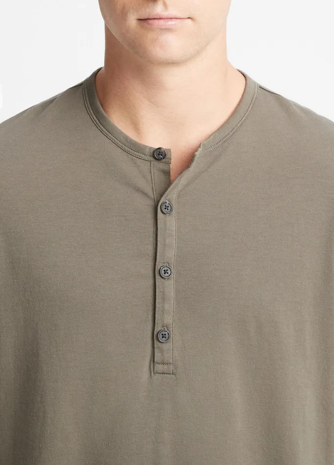 Vince TShirts and Polos Men Pima Cotton LongSleeve Henley Carrillo Green