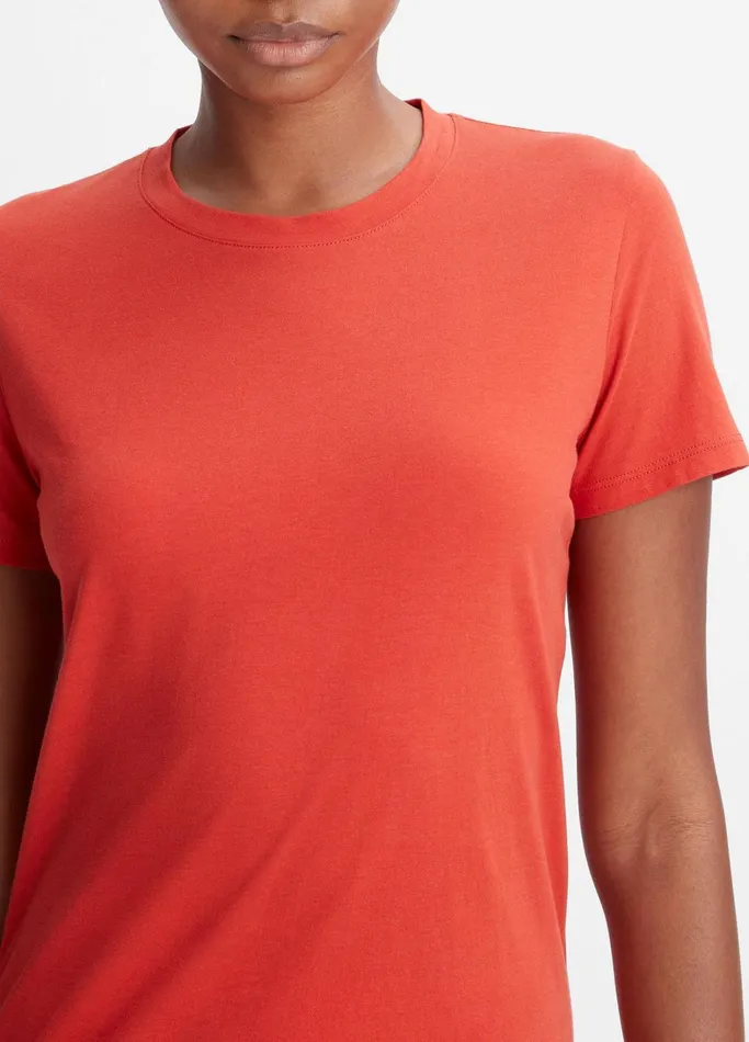 Vince TShirts Women Essential Pima Cotton Crew Neck TShirt Vermillion