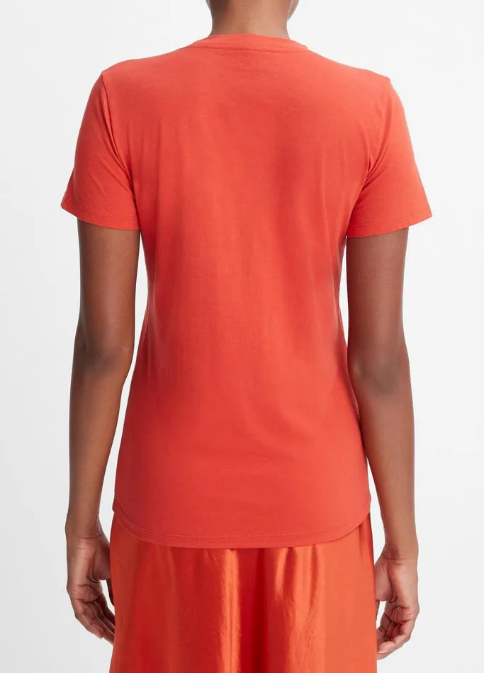 Vince TShirts Women Essential Pima Cotton Crew Neck TShirt Vermillion