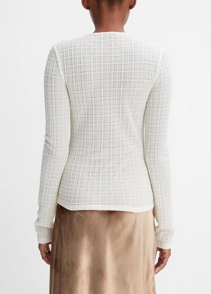 Vince TShirts Women PlaidJacquard LongSleeve Top Lace
