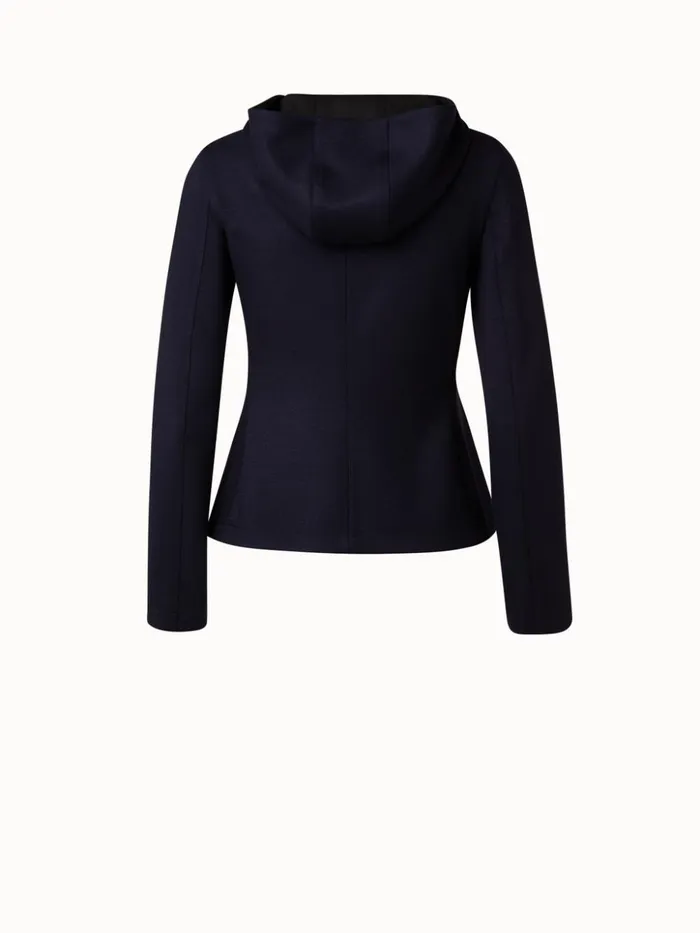 Viscose Stretch Jersey Moto Jacket Navy Women Akris Jackets