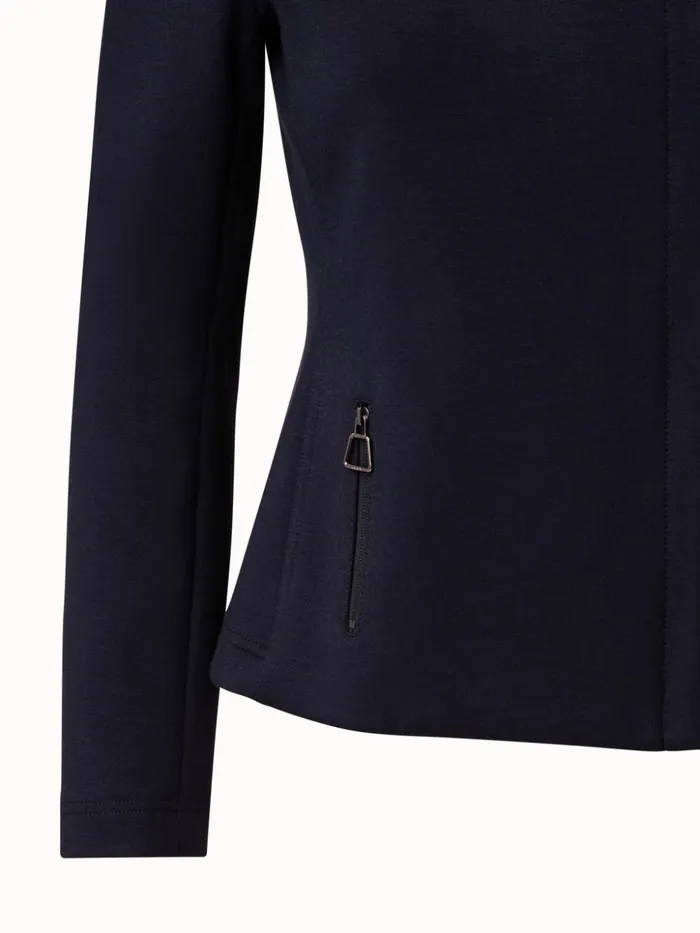 Viscose Stretch Jersey Moto Jacket Navy Women Akris Jackets