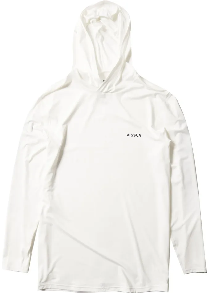 Vissla Twisted Eco Hooded Long Sleeve Lycra Rash Guard White Men Wetsuit Tops and Lycra