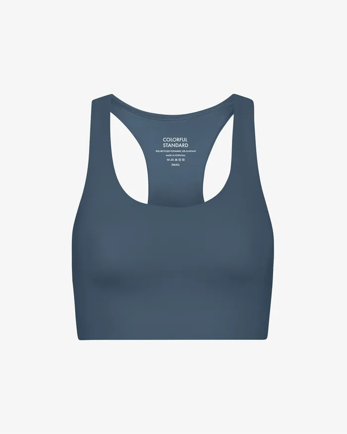 Women Active Cropped Bra 8211 Petrol Blue Sports Bras Colorfulstandard