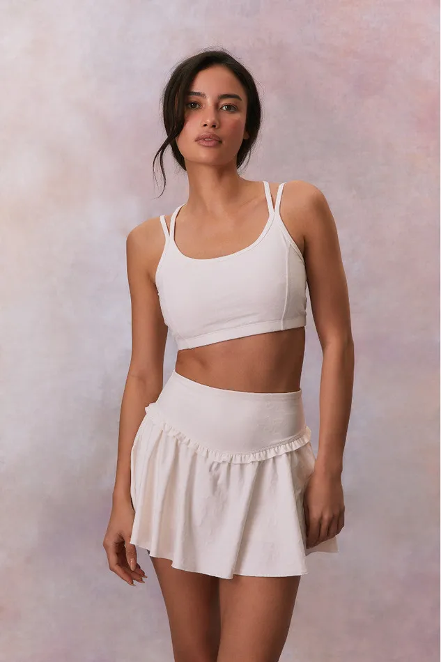 Women Active LoveShackFancy Aiden Bow Print Sports Bra Cloud Dancer