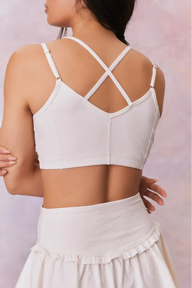 Women Active LoveShackFancy Aiden Bow Print Sports Bra Cloud Dancer