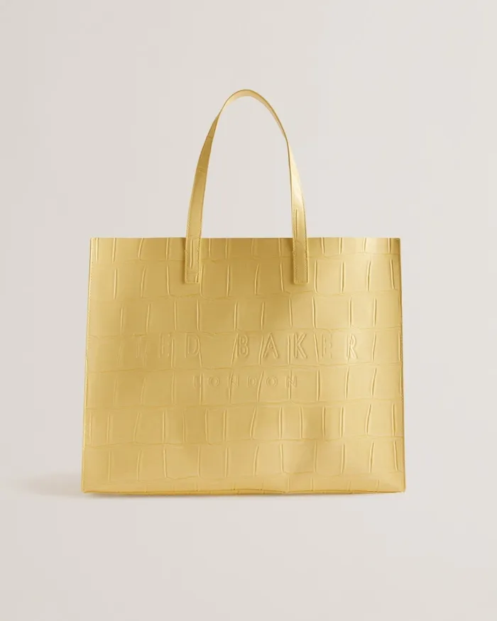 Women ALLICON 8211 Mock Croc Icon Tote Bag Light Yellow Ted Baker Tote Bags Women ALLICON 8211 Mock Croc Icon Tote Bag Light Yellow Ted Baker Tote Bags