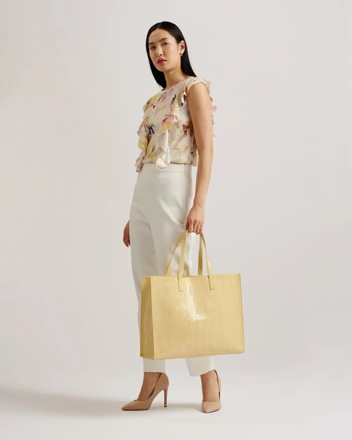 Women ALLICON 8211 Mock Croc Icon Tote Bag Light Yellow Ted Baker Tote Bags Women ALLICON 8211 Mock Croc Icon Tote Bag Light Yellow Ted Baker Tote Bags