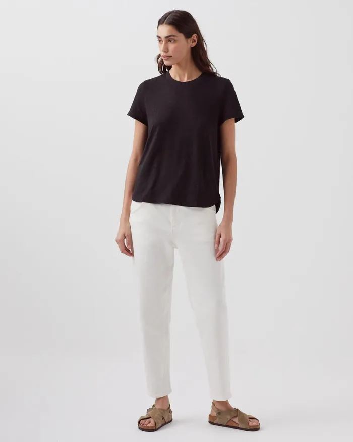 Women Amandine 8211 Linen Round Neck TShirt Black Beauty Comptoir Des Cotonniers TShirts