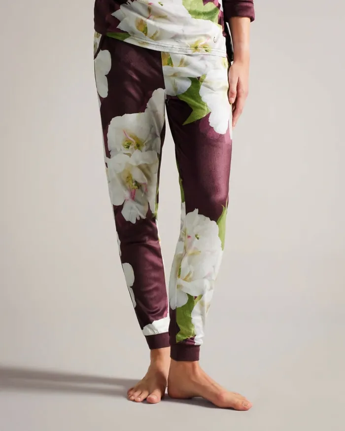 Women AMBSEY 8211 Floral Velour Pyjama Set Deep Purple Ted Baker Lingerie and Pyjamas