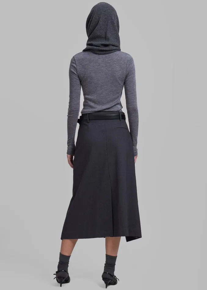 Women Andy Midi Wrap Skirt 8211 Charcoal The Frankie Shop Bottoms