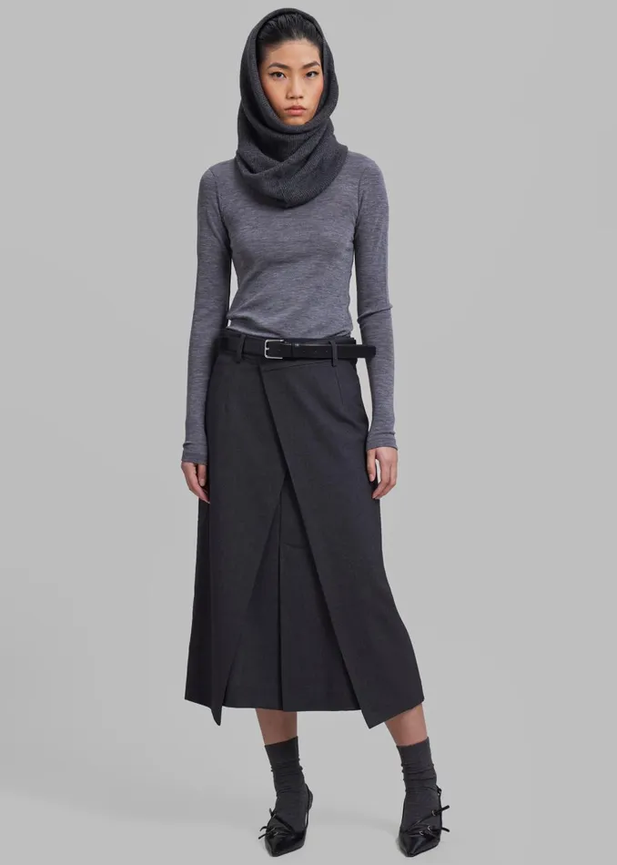 Women Andy Midi Wrap Skirt 8211 Charcoal The Frankie Shop Bottoms
