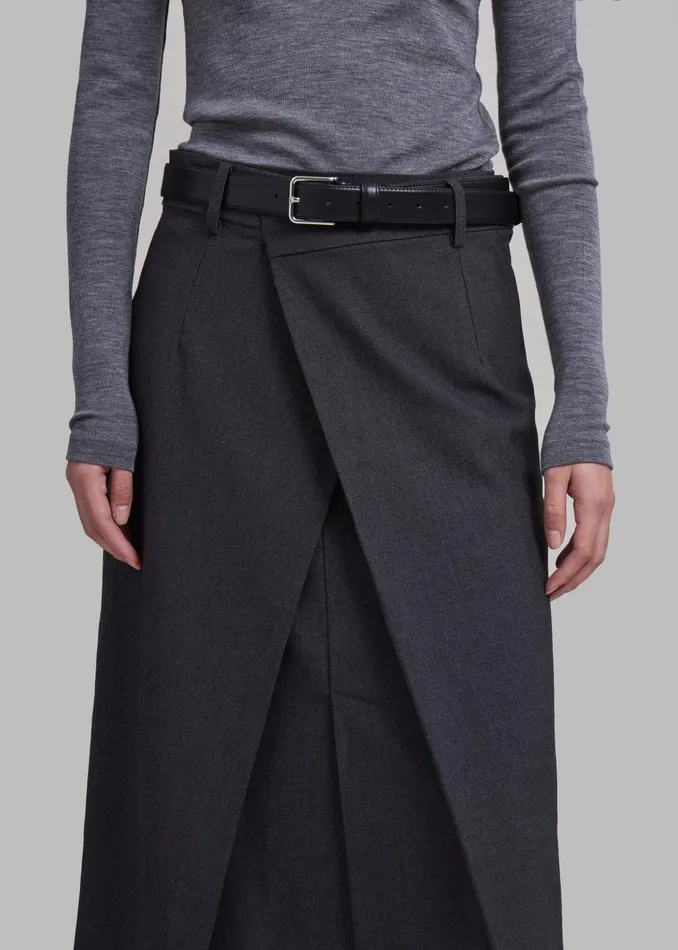 Women Andy Midi Wrap Skirt 8211 Charcoal The Frankie Shop Bottoms